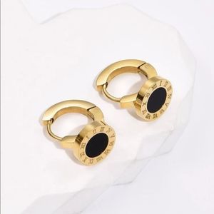 Classic Onyx Roman Numeral Mini Hoops-New In Package!